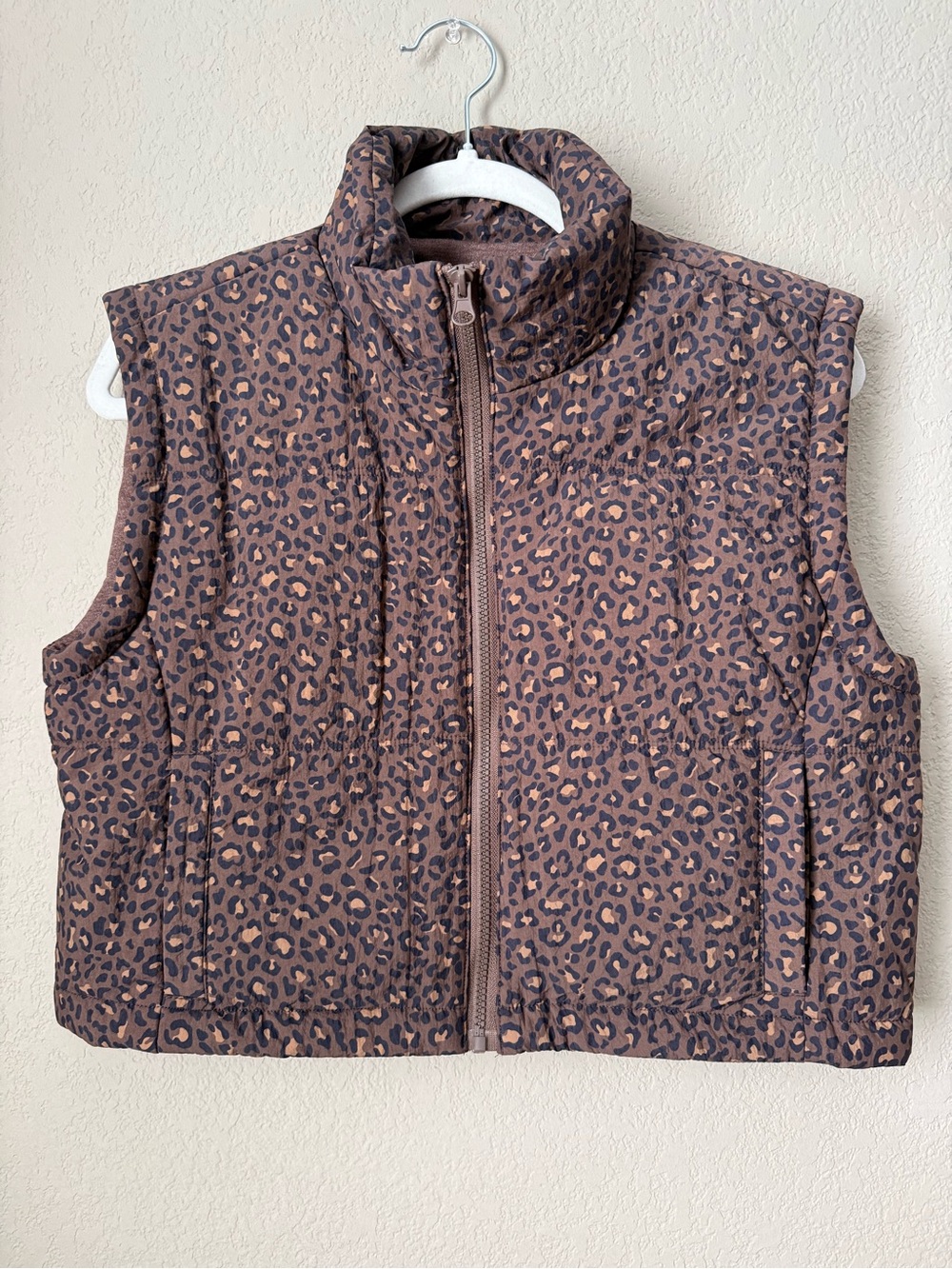 Thread & Supply Brown Leopard Print Quilted Puffer Vest